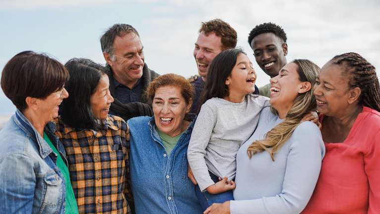 large family smiling